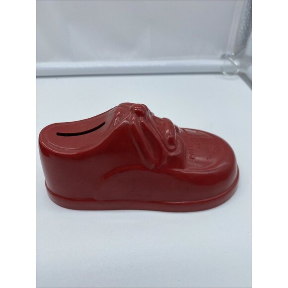 Poll Parrot Shoes Red Plastic Advertising Shoe Bank Vintage Lot of 2 Two - Picture 8 of 13